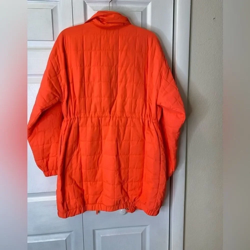 Free People Peri Packable Jacket Womens Size XS Oversized Orange Prima Loft